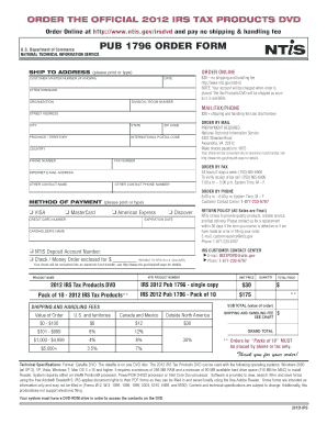 2012 IRS Tax Products DVD Order Form