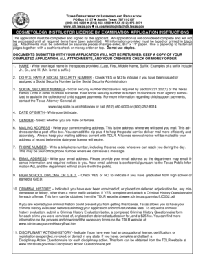 Texas Cosmetology Instructor License Application
