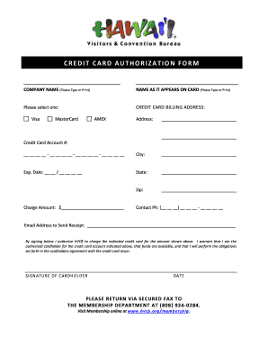 Credit Card Authorization Form