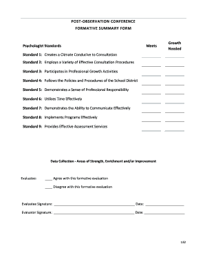 Post-Observation Conference Formative Summary Form