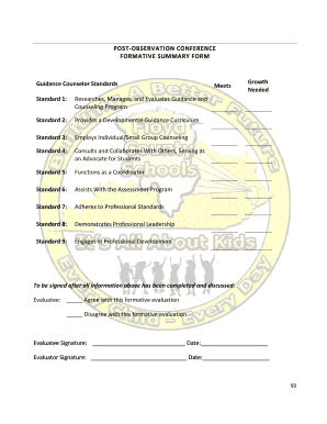 Post-Observation Conference Formative Summary Form