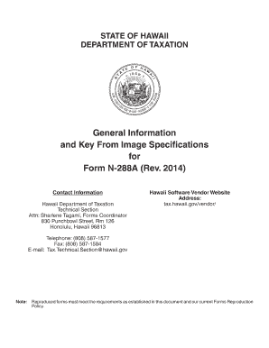 Hawaii Form N-288A Statement of Withholding on Mid-Year Payments by Nonresident Persons