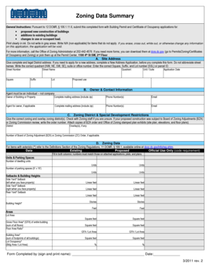Zoning Data Summary Form