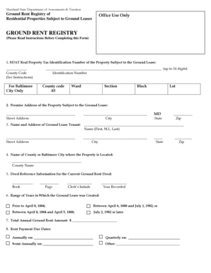 Maryland Ground Rent Registry Form