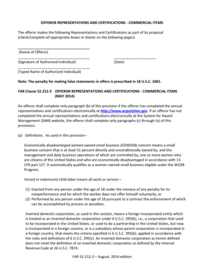FAR 52.212-3 Offeror Representations and Certifications