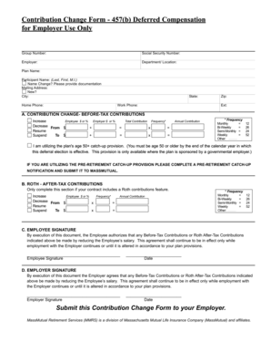 457(b) Deferred Compensation Contribution Change Form