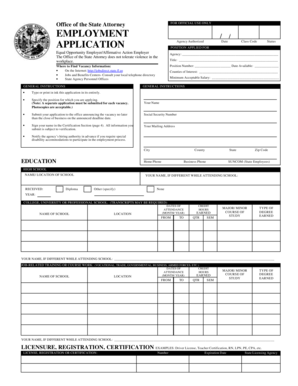 Florida State Attorney Employment Application