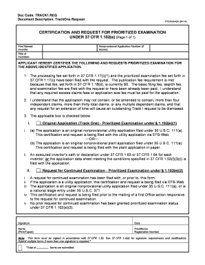 TrackOne Request for Prioritized Examination