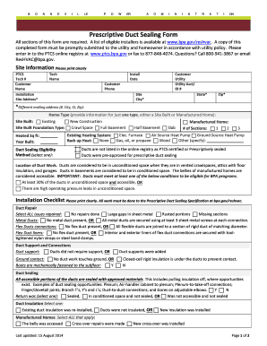 Bonneville Power Prescriptive Duct Sealing Form