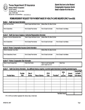 Texas Reimbursement Request for Workers' Compensation