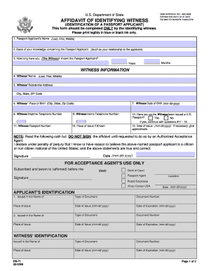 Admit until date - affidavit of identifying witness omb number 1405 0088 ds 0071