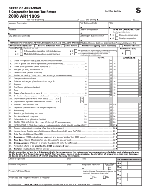 Arkansas S Corporation Income Tax Return
