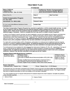 California Victim Compensation Treatment Plan