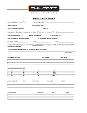 Application for Tenancy