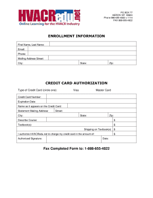 HVACRedu.net Credit Card Authorization Form