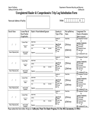 California Unregistered Hauler Trip Log Form