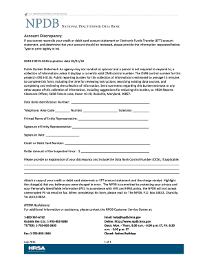 Account Discrepancy Form