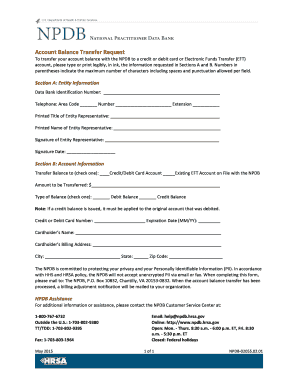 NPDB Account Balance Transfer Request Form