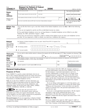 Form 1040EZ-T Telephone Excise Tax Refund