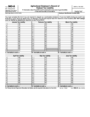 Form 943-A Agricultural Employer's Record