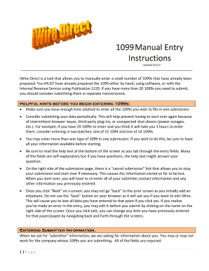 1099 Manual Entry Instructions