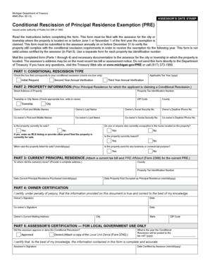 Michigan Conditional Rescission of Principal Residence Exemption Form