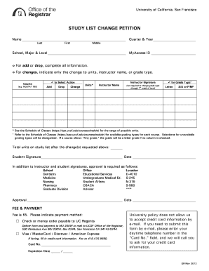 Study List Change Petition