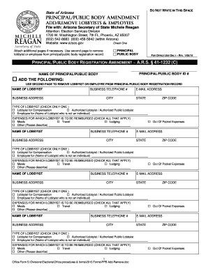 Arizona Principal Public Body Amendment Form