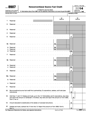 Form 8907 Nonconventional Source Fuel Credit