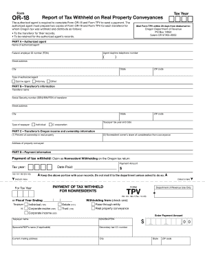 Oregon Real Property Conveyance Withholding Form