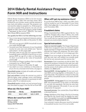 Oregon Elderly Rental Assistance Form 90R