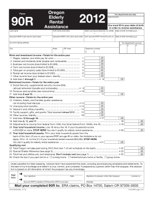 Oregon Elderly Rental Assistance Form 90R