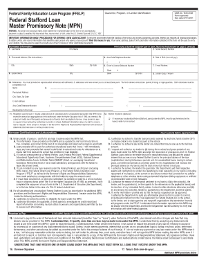 Federal Stafford Loan Master Promissory Note