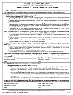 Oklahoma Real Estate Disclosure Confirmation