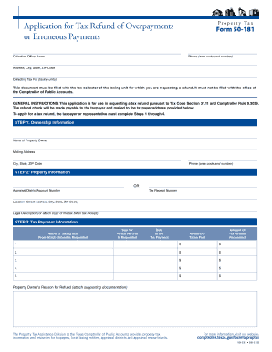 Texas Property Tax Refund Application
