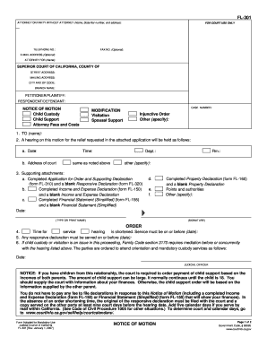 California Notice of Motion for Family Law