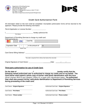 Credit Card Authorization Form