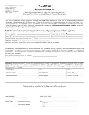 Connecticut Alcoholic Beverage Import Application