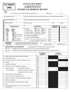 New Jersey Amended Income Tax Resident Return