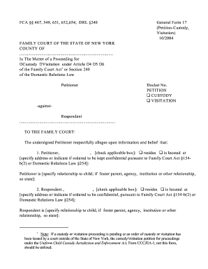 New York Custody Visitation Petition