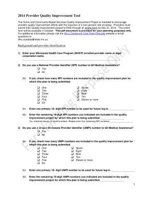 2014 Provider Quality Improvement Tool