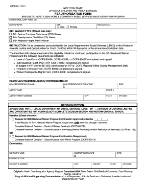 New York B2H Medicaid Waiver Reauthorization Form