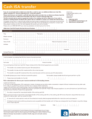 Aldermore Cash ISA Transfer Form