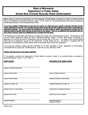 Minnesota School Bus Driver Criminal Records Check Authorization