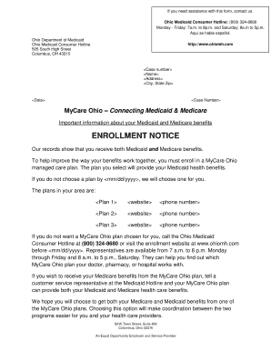 Aviso de inscripción de MyCare Ohio