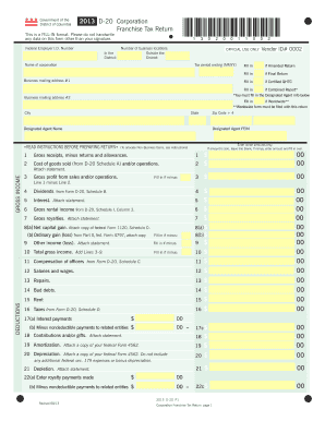 District of Columbia Corporation Franchise Tax Return