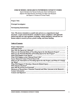 ESSCB Model Informed Consent Form for Sperm Donation