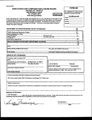 Iowa Gift and Bequest Reporting Form