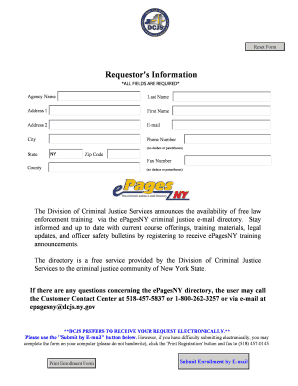 New York Law Enforcement Training Registration Form
