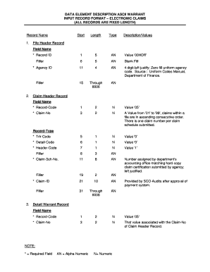 Electronic Claims Warrant Form